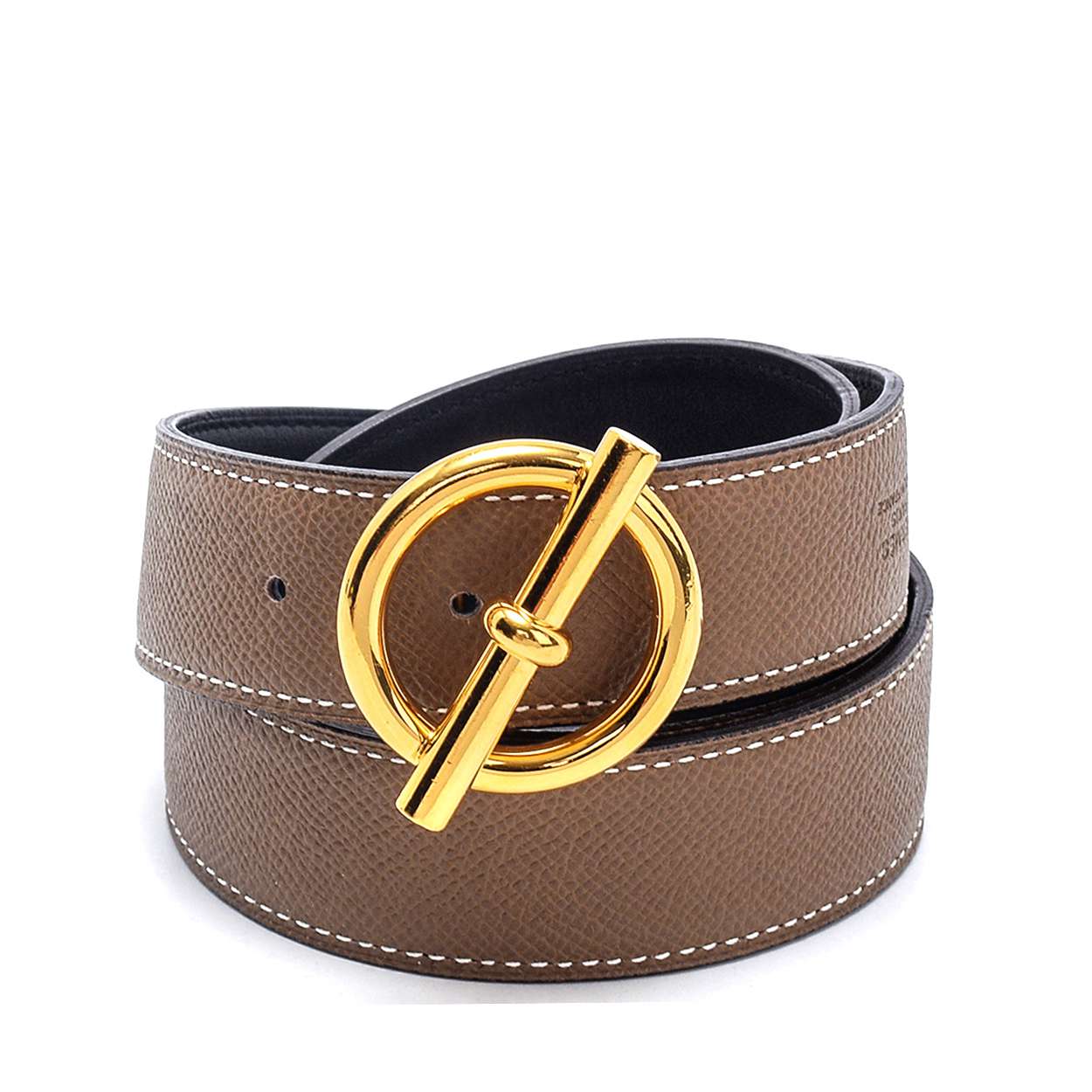 Hermes - Black / Brown Leather Glenan Reversible Belt